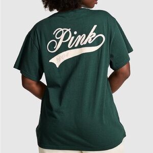 Victoria's Secret PINK Limited Edition Deep Forest Green Campus Tee cotton small